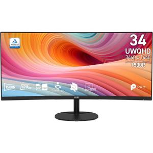 msi PRO MP341CQ E12 34-inch VA 3440 x 1440(UWQHD) Computer Monitor, 120Hz, Adaptive-Sync, HDMI, DisplayPort, VESA Mountable, Speaker, 1ms, Black