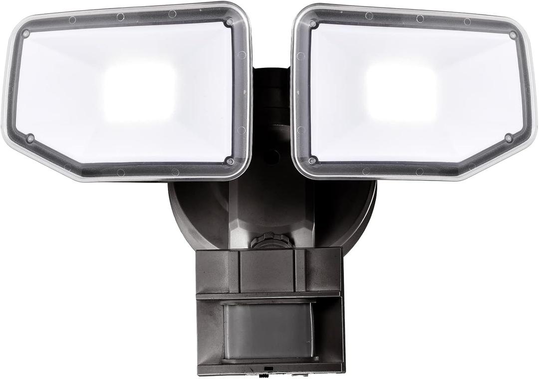 40W LED Security Lights Motion Sensor Light Outdoor, 180 Degree, 4000 LM, 5000 K, ETL Water Resistant, Clear 2 Head Motion Detector Flood Light for Garage, Yard (Bronze)