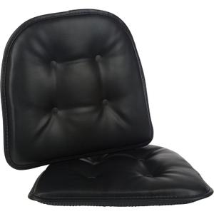 Klear Vu Omega Non-Slip Chair Cushions, Assembled in USA, U-Shaped Skid-Proof Seat Pads for Dining, Kitchen, Office, 15"x16", 2 Pack, Leather Black