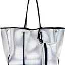 XPONNI Neoprene Large Beach Tote Bag for Women - Pool, Gym, Travel (Silver)