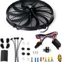 16 inch Electric Radiator Fan, 3000 CFM 10 Blades Electric Fan Automotive Black with Thermostat Wiring Switch Relay Kit