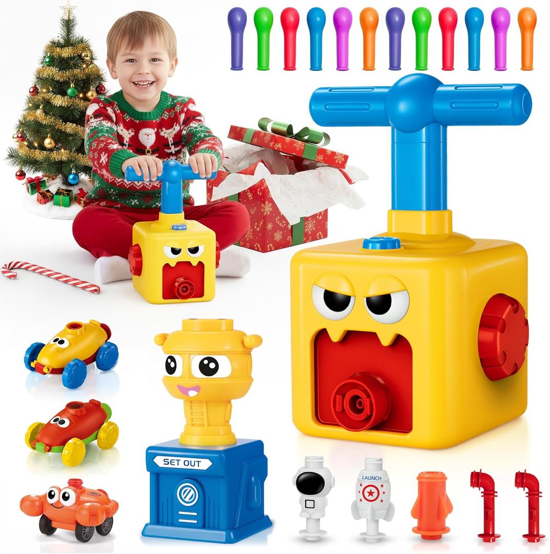 Balloon Car Toy Pump Set for Kids  Ideal Holiday Gift Balloon Toy Power Launcher, Balloon Launcher for Kids, Toys (Yellow)