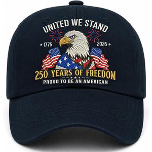 United States 250th Anniversary Hat - 1776-2026 Embroidered Freedom Eagle Baseball Cap, 250th Anniversary USA Hat for Men and Women Dark Blue