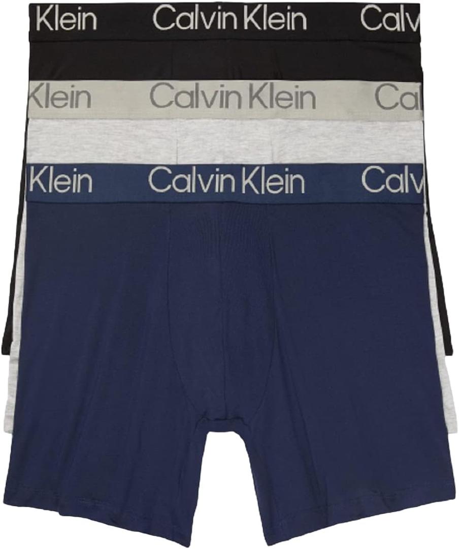 Calvin Klein Men's Ultra Soft Modern Boxer Brief (Medium, Black, Blue Shadow, Grey Heather)