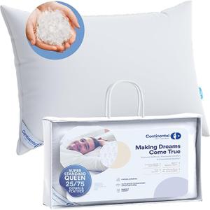 Continental Bedding Feather Goose Down Pillows - Luxury & Breathable Bed Pillows for Sleeping, Back, Side & Stomach Sleepers - Standard/Queen Size, Pack of 1-25% Down & 75% Feather Filled