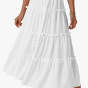 Women's Maxi Skirts Elastic Waist Tiered A Line Eyelet Skirt Ruffle Boho Long Summer Casual Skirt,  Size Large 