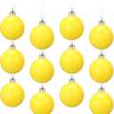 12 Pcs 2.4 inches Yellow Christmas Ball Christmas Tree Ornaments Christmas Tree Pendants Xmas Shiny Balls Baubles Set for Christmas Tree Hanging Wreath Garland DecorationsMatte Yellow