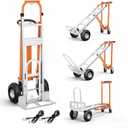 Aluminum 4 in 1 Convertible Hand Truck Dolly, 1000Lbs Capacity, Heavy Duty Folding Hand Truck Dolly Cart with Wheels 10" All-Terrain Tires, Hand Trucks for Logistics, Moving Home, Shopping, Office