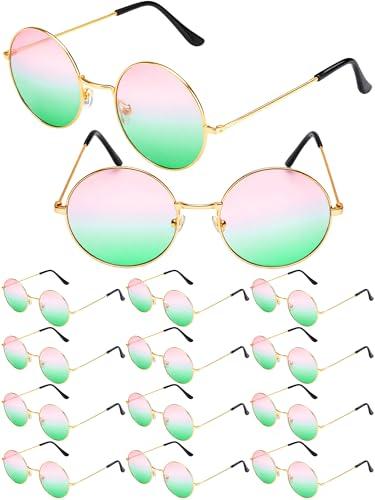Flutesan 5 Pcs Pink and Green Sunglass Set Witch Party Favor Princess and Witch Sunglass Gift for Women Halloween Photo Prop(Pink Green Gradient)