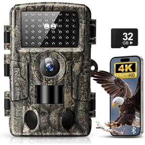 4K 60MP WiFi Trail Camera,Game Cameras with Night Vision Motion Activated Waterproof,Suitable for Outdoor Wildlife Detection, Monitoring Home Security