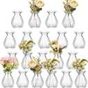 20 Pieces Glass Bud Vases for Centerpieces Bulk Mini Flower Bouquets Vases Small Cute Crystal Ribbed Glass Bud in Bulk for Wedding Baby Bridal Shower Table Party Home Decor (Clear)