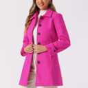 Allegra K Women's Winter Classic Outwear Overcoat with Pockets Single Breasted Pea Coat (Pink), Size Small