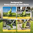 Cordless Weed Wacker Brush Cutter 21V Lightweight Electric Weed Eater | 2x 2.0Ah Battery Powered Weed Trimmer for Small Yard Lawn Edger and Garden Tool for Seniors Women - Green 6Inch, Medium weed eaters