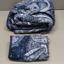 DJY Navy Paisley Quilt Set Full Size Boho Bedspread Coverlet Set 3 Pieces, Soft Lightweight Microfiber Navy Blue Paisley Floral Pattern Bedding for All Season, 90"x80"