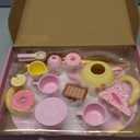 Wooden Tea Sets for Toddlers 3-5, Tea Party Set for Little Girls 4-6, Toddler Tea Set with Teacups, Dessert Food Items and Tray, Birthday Gift for Kids Aged 3-6