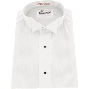 Classix Men's Tuxedo Shirt in Color Poly/Cotton Wing Collar 1/8 Inch Pleat, 18/18.5 38/39 White (M 32/33)