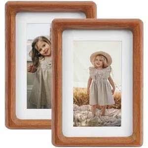 DECOCIAGA 5x7 Picture Frame Set of 2 Natural Wood Photo Frames Display Pictures 4x6 with Mat or 5x7 without Mat Multi Photo Frames Collage for Wall or Tabletop Decor 2 Pcs