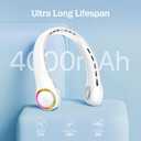 GULAKI Portable Neck Fan, Personal Fan with 4000mAh Battery, Rechargeable Neck Fan with 3 Speeds and 64 Cool Lights, Birthday Gifts for Men Women Mom Dad, Hands Free Cooling fan for Summer (White)