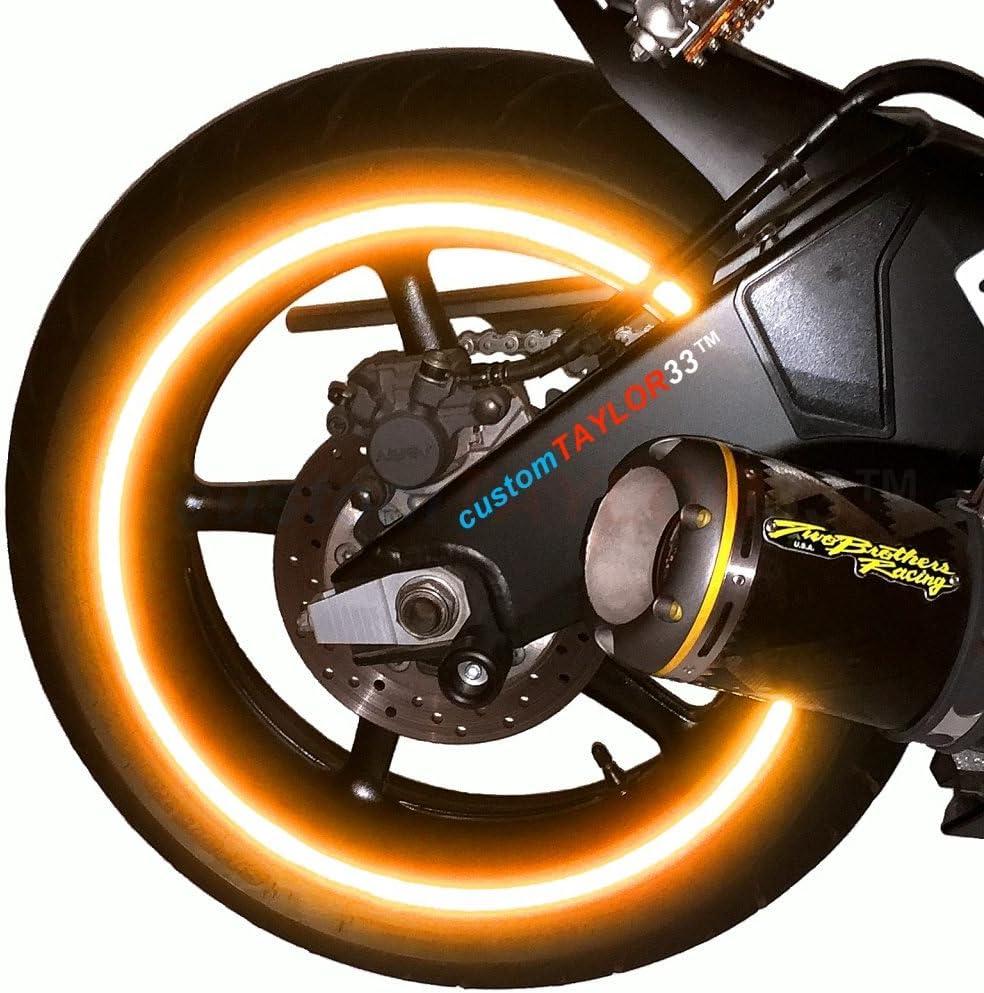 customTAYLOR33 (All Vehicles Orange High Intensity Grade Reflective Copyrighted Safety Rim Tapes (Must Select Your Rim Size), 17" (Rim Size for Most SportsBikes)