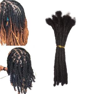 Human Hair Permanent Dreadlocks Extension Handmade Locs Small Size(diameter 0.4cm) 20 Strands/pack 8inch Jet Black #1
