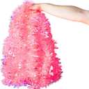 20Ft Iridescent Pink Christmas Tinsel Garland,Glittering Metallic Tinsel Twist Hanging Garland for Xmas Tree Wedding Home and Party Decoration