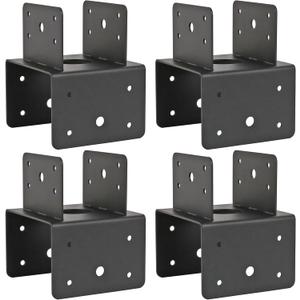 6x6 Post Anchor Connector (4 Pack), Stainless Steel Post Caps Tie Bracket for 6x6 and 4x6 Wood Posts, Beam Anchor Connector, Post Base Bracket for Supporting Wood Beams, Black