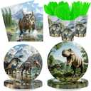 Dinosaur Birthday Decorations, 168 Pcs Dinosaur Party Supplies Includes Plates Napkins Cups for 24 Guests, Dino World Themed Tableware Set Dinosaurs Theme Birthday Party Decoration