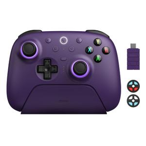 8BitDo Ultimate 2 Wireless Controller with TMR Joysticks for Windows & Android, Gaming Controller with Switchable Hall Effect/Tactile Triggers, RGB Fire Ring, 8Speed Wireless Tech, Charging Dock, Purple