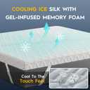 ELEMUSE 3 Inch Queen Size Gel Memory Foam Mattress Topper, Cooling Ice Silk | Removable & Washable Cover, Mattress Topper for Back Pain Relief, High Density Cooling Pad, Adjustable Strap & Non-Slip