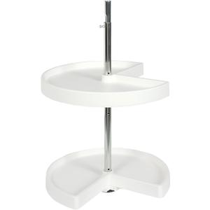 Knape & Vogt Plastic Lazy Susan Organizer, 2-Tier Lazy Susan for Cabinet, Kidney-Shaped 18-Inch Polymer 360 Turntable, White