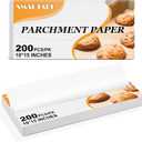SMARTAKE 200 Pcs Pop-Up Parchment Paper Sheets, 10.7x15 Inch Pre-Cut Parchment Paper for Baking, Non-Stick Greaseproof Baking Paper for Grilling Wrapping Air Frying, Compact Volume, White