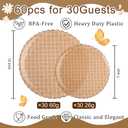 Festiva 60PCS Clear Brown Plastic Plates - Heavy Duty Weave Pattern Fancy Disposable Plates -serve for 30 guests Include 30PCS 10" & 30PCS 7" Plates for Birthday&Easter Party(Mocha Mousse)