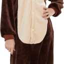 ANBOTA Kids Dog Onesie Fleece Animal Halloween Cosplay Puppy Costume Christmas Easter Bulldog One Piece Pajamas, Brown 130