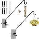 2 Packs Extended Fence Deck Heavy Duty Bird Feeder Hook, 360 Degree Rotary and Length Adjustable Plant Bracket for Bird Feeders Planters Suet Baskets Lanterns Wind Chimes and More