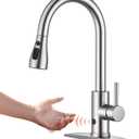 FORIOUS Touchless Kitchen Faucet with Pull Down Sprayer, Brushed Nickel Hands-Free Smart Motion Sensor Sink Faucet Single Handle Contemporary, Suitable for Farmhouse Laundry Camper RV Bar (Stainless Steel)