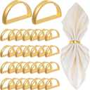 30pcs Gold Napkin Rings, Semicircle Sturdy Metal Napkin Holder Buckles Elegant Spring Fall Thanksgiving Christmas Decor for Family Dinner Easter Table Settings Wedding Birthday Banquet Party