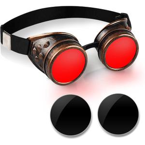 Vintage Steampunk Goggles Costume Halloween Goggles Cosplay for Adult, Women, Kids & Halloween Decorations
