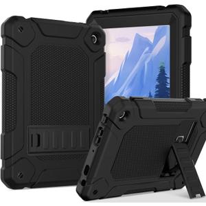 MENZO All-New Case for 8" Tablet, Slim Shockproof Rugged High Impact Protective Case with Kickstand, Black
