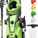 Electric Pressure Washer 5000PSI Max 4.0GPM with 33FT Flexible Extension Hose, 4 Nozzles, Foam Cannon, Power Washer Electric Powered for Cars, Patios, Driveways, Green