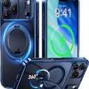 CASEKOO Deep Blue Glossy for iPhone 17 Pro Max Case with 360 Spin Magnetic Stand [Fit for MagSafe][17FT Military Protection] Slim Polished Frame Titanium Alloy Sturdy Stand 6.9", Deep Blue