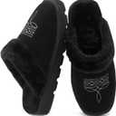 YOLIS Western Cowboy Boot Slippers, Fuzzy House Slippers for Women Memory Foam, Square Toe Cowgirl Slippers Suede Leather for Bedroom Indoor Outdoor