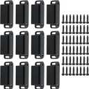 Alise Magnetic Cabinet Door Catch 12Pcs,Cabinet Door Magnets Catches Black Magnetic Door Closers for Cabinets,Stainless Steel Magnetic Cabinet Latch Door Latches for Closet Cupboard Drawer Kitchen