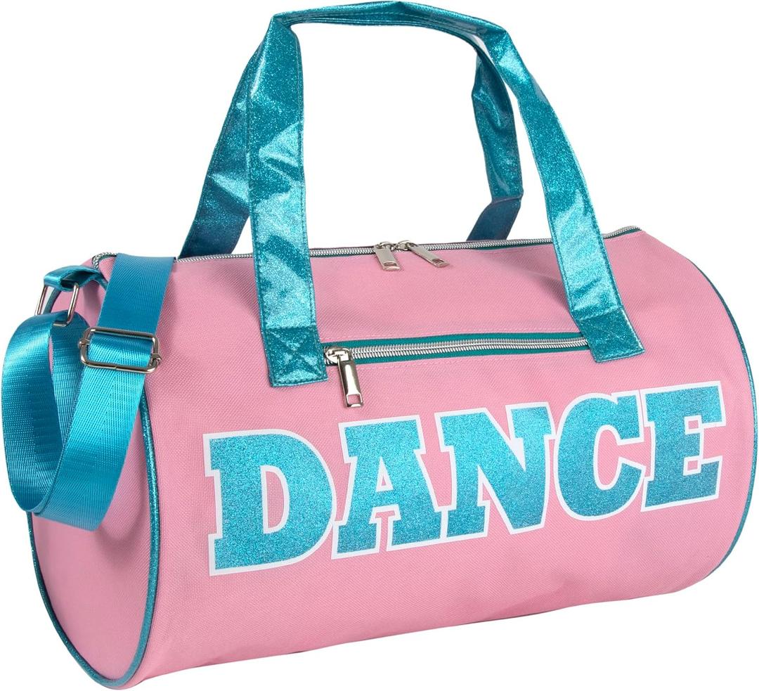 Dance Duffle Bags for Dancers, Girls, Teens, and Student Athletes, Fun Dance Workout Duffel Bag for Girls and Boys (Pink/Blue)