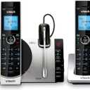 VTech DS6771-3 Connect to Cell, Cordless Phone with Answering Machine, DECT 6.0 Headset+2 Handset Intercom, Bluetooth, Caller ID/Call Waiting, Expandable System - Silver/Black