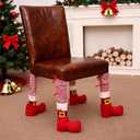4 Pcs Christmas Tables Chair Socks, Santa Style Elf Legs Chair Leg Socks, Furniture Floor Protectors for Tables Chairs, Holiday Party Home Christmas Chairs Decoration