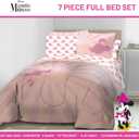 Disney Minnie Mouse Full Size Comforter Set - 7 Piece Bedding Includes Sheet Set & Pillow Covers - Super Soft Cozy Pink Bedding