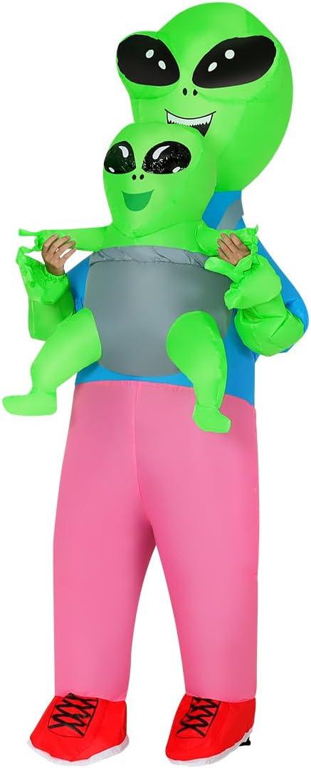COMIN Inflatable Alien Costume for Adults with Alien Baby Blow Up Costume Inflatable Costume Full Body for Halloween Party, 72"
