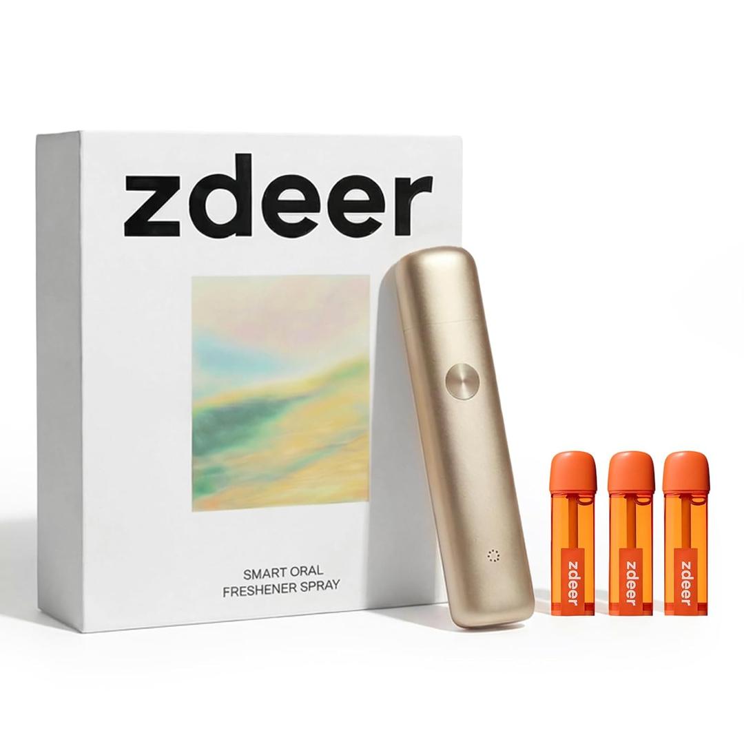 ZDEER Electric Breath Spray, Probiotic Fresh Mouth Spray for Bad Breath & Dry Mouth, Rechargeable Micro-Mist Oral Spray with 3 Flavor Cartridges, Alcohol-Free, Travel Size for On-the-Go Use