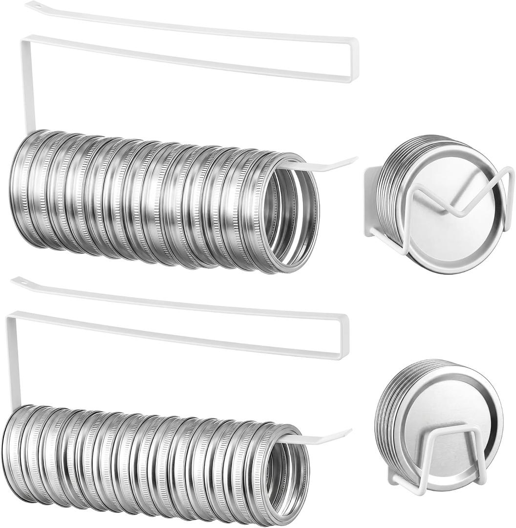 Dreyoo Mason Jar Lid Organizer, Canning Jar Lids Holder & Canning Rings Holder, Suitable for Regular and Wide Mouth Space Saving Tumbler Organizer for Easy Cleaning and Drainage(White,4 Pack)