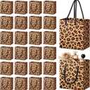 Fullhawl 24 Pcs Extra Small Cheetah Print Gift Bags with Handles Mini Leopard Print Bags Reusable Paper Goodies Bag Gift Wrap for Baby Shower Jungle Safari Animal Birthday Party Favor Decorations